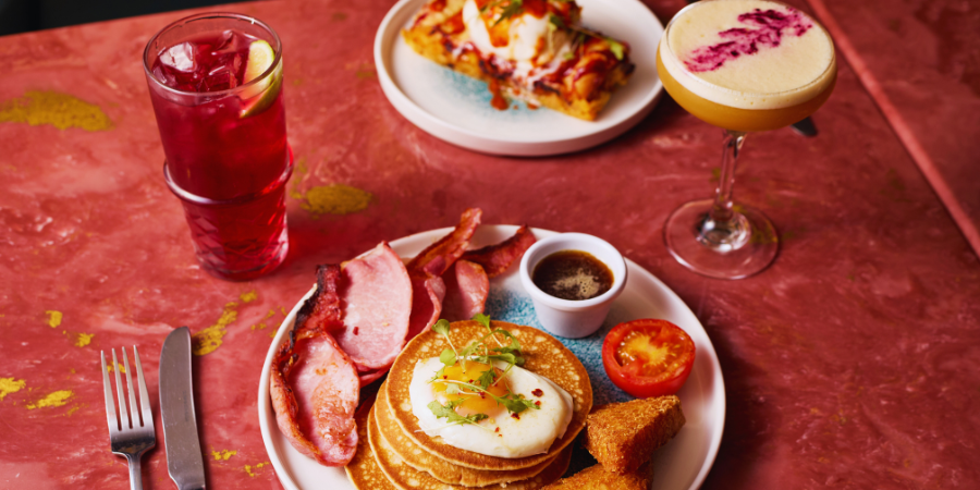 Brunch pancakes and eggs at Slug And Lettuce Tower Bridge (p)