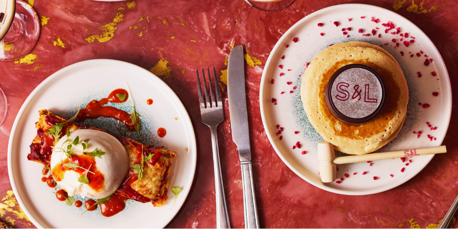 Brunch pancakes and eggs at Slug And Lettuce Cardiff (p)