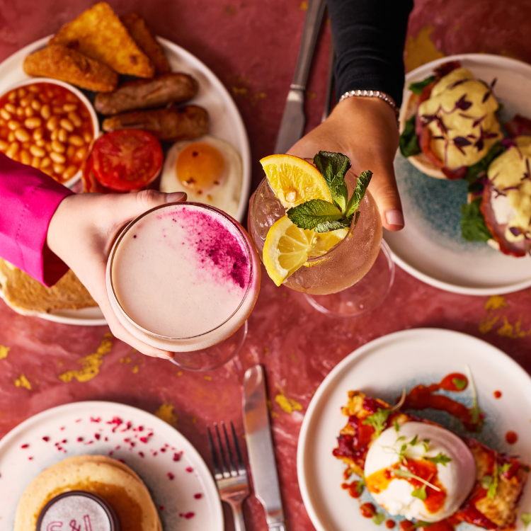 S&L brunch dishes and cocktails