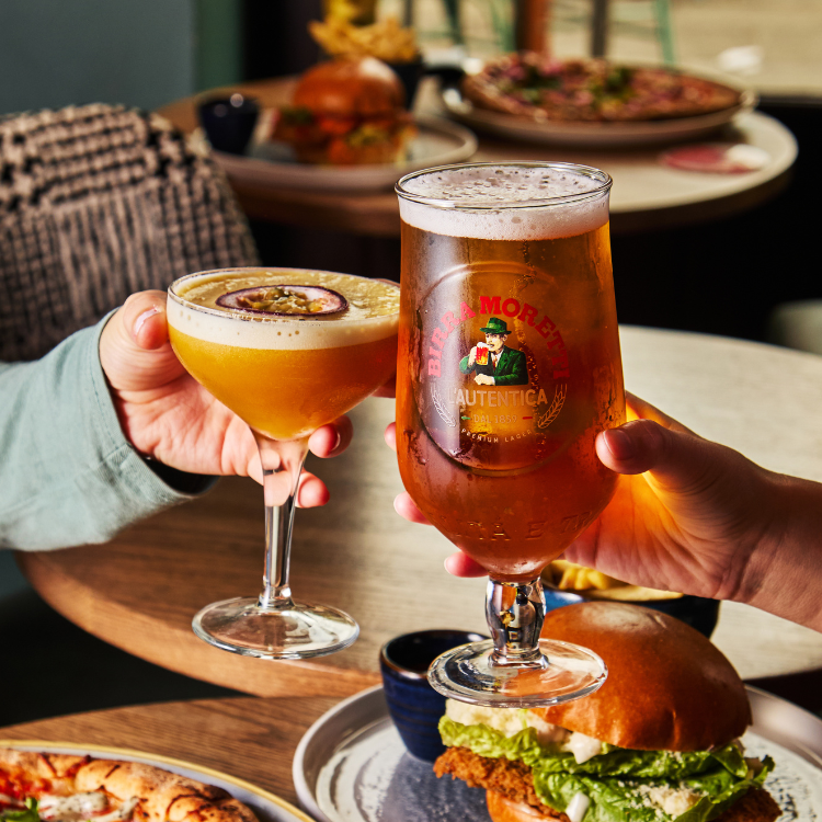 Pint of Birra Moretti and a Pornstar Martini