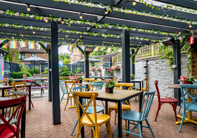 Beer garden with sheltered seating