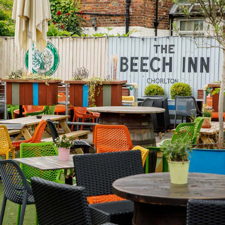 Outdoor beer garden in Manchester Outdoor beer garden in Manchester
