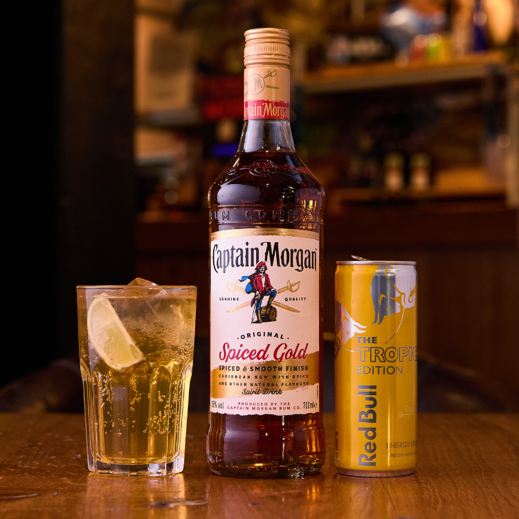 Captain Morgans Spiced & Tropical Red Bull